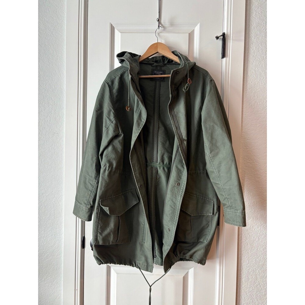 Abercrombie & Fitch Women’s Olive Green Hooded Parka Jacket Size XL